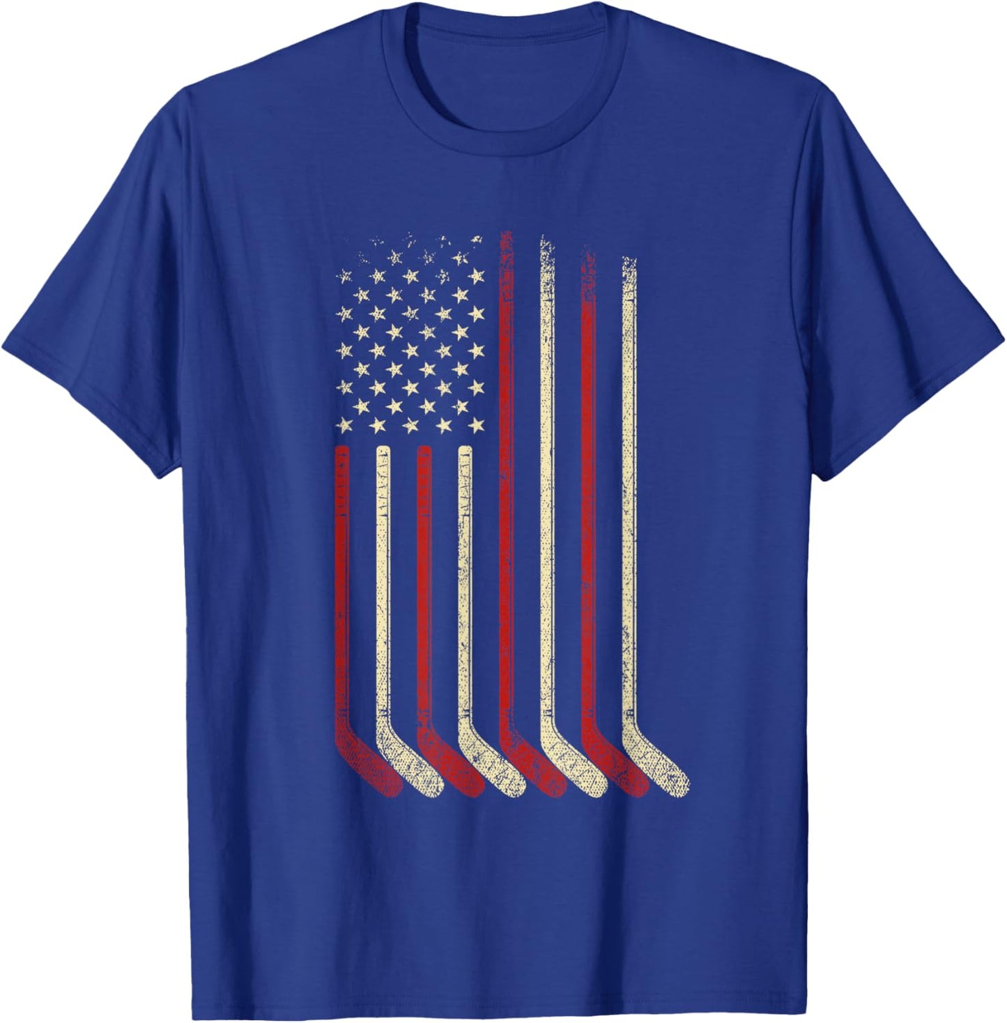 US Flag Patriotic American Hockey Player Ice Hockey T-Shirt - T-Shirt | Royal