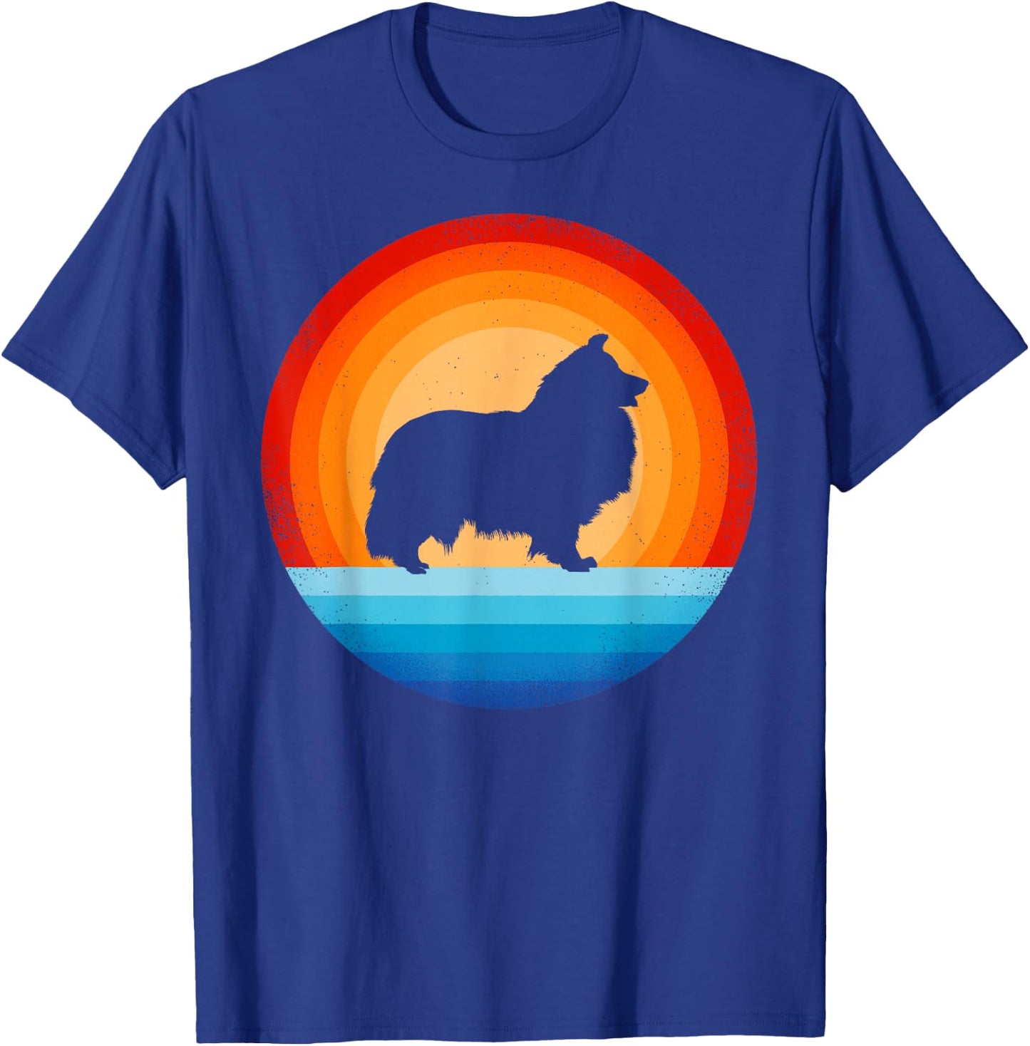 Sheltie Shetland Sheepdog Retro Vintage 60s 70s Sunset Dog T-Shirt - T-Shirt | Royal