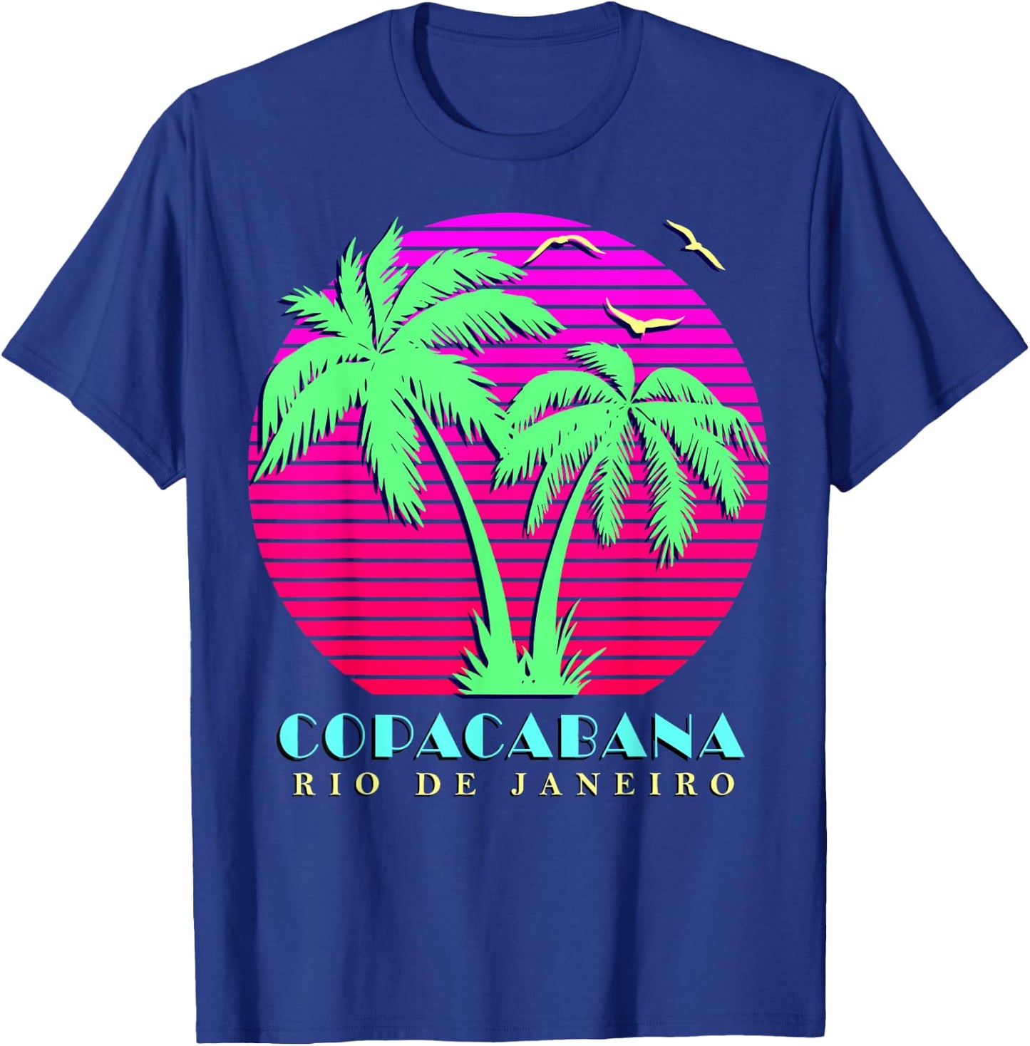 Copacabana Rio De Janeiro Palm Trees Sunset T-Shirt - T-Shirt | Royal