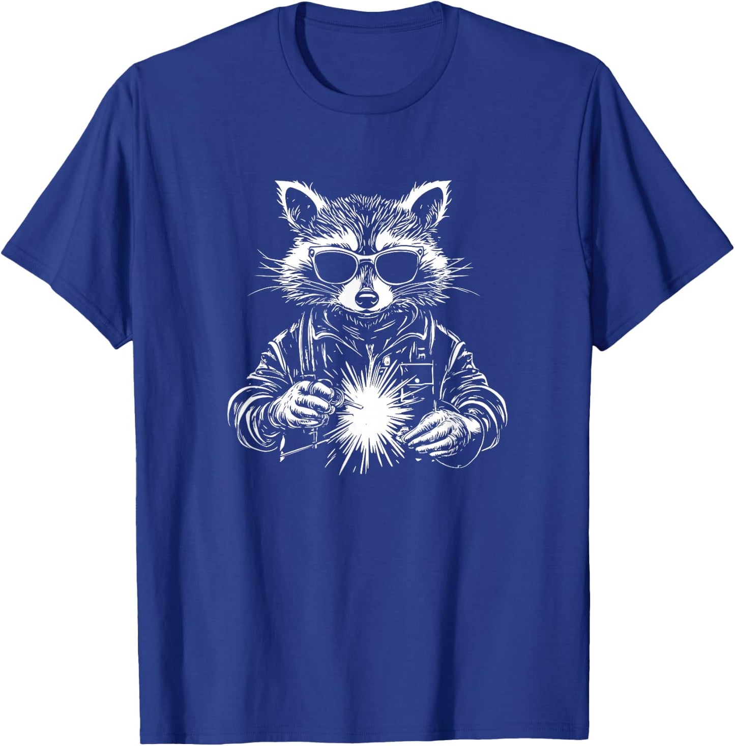 Cool Welding Raccoon Design with Sunglasses T-Shirt - T-Shirt | Royal