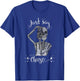 Just Say Cheese Skeleton Photographer Camera Distressed T-Shirt - T-Shirt | Royal