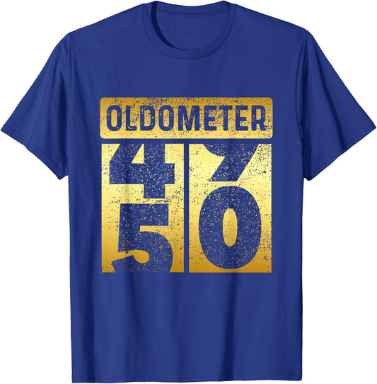 Funny Auto Mechanic Birthday 50th Turning 50 Golden Odometer T-Shirt - T-Shirt | Royal