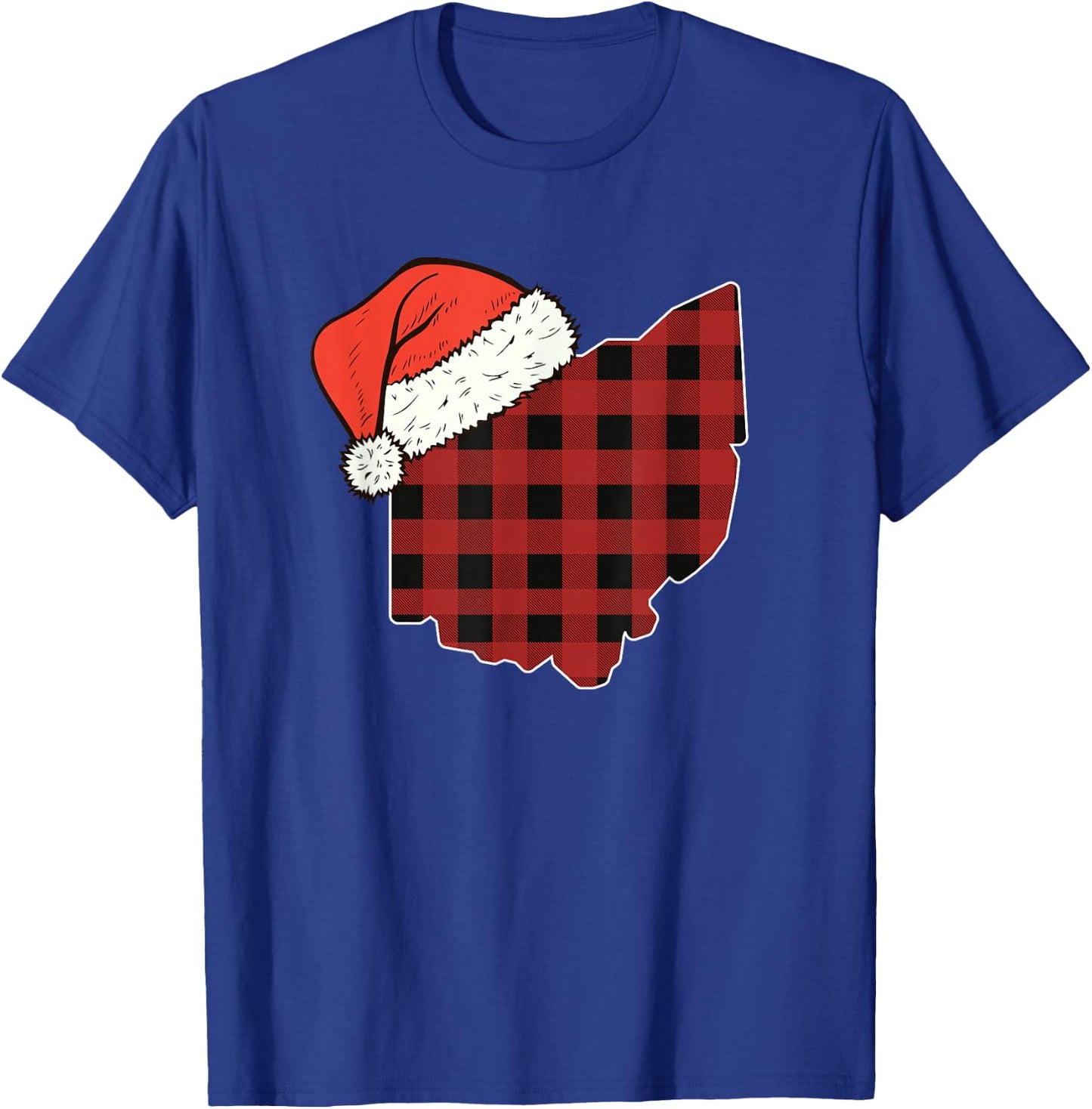 Ohio Plaid Christmas Santa Hat Holiday Matching T-Shirt - T-Shirt | Royal