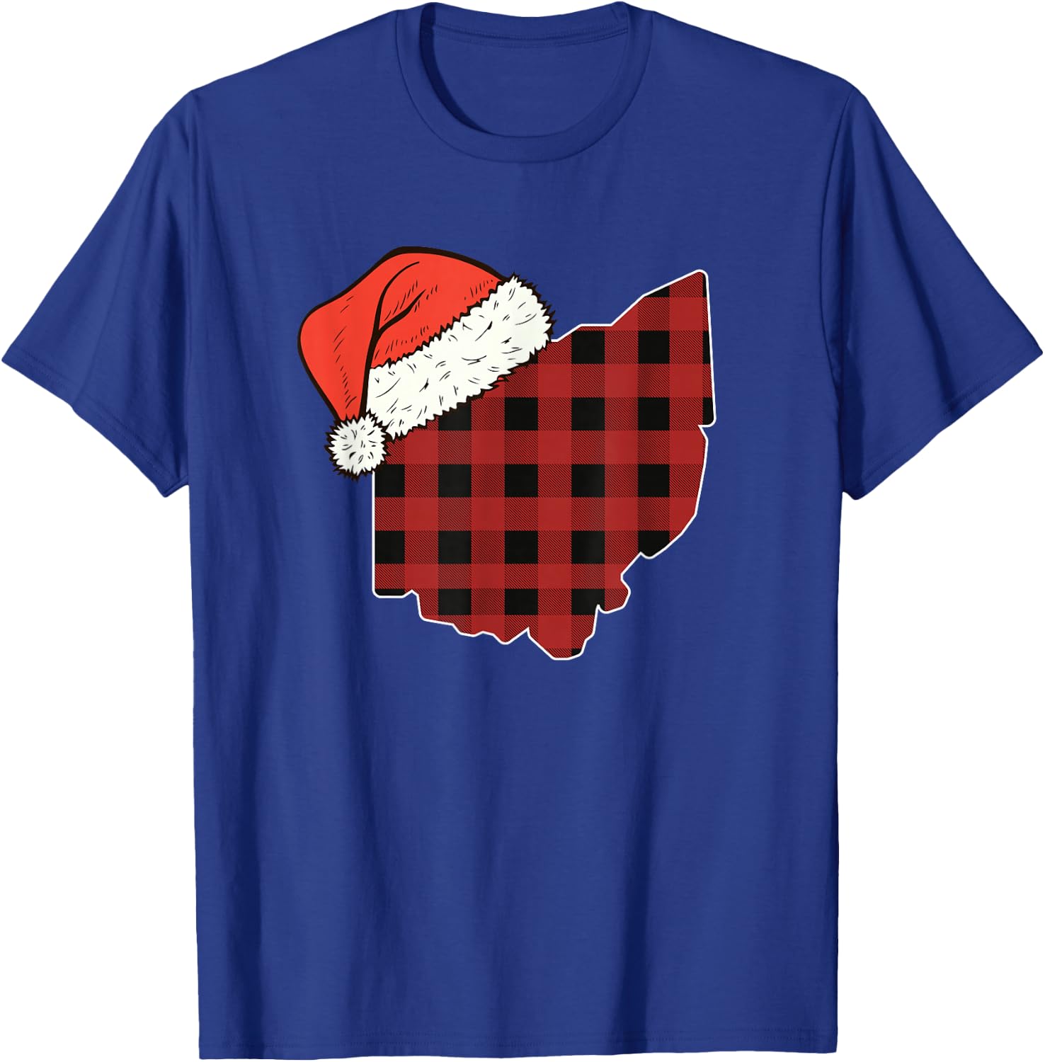Ohio Plaid Christmas Santa Hat Holiday Matching T-Shirt - T-Shirt | Royal