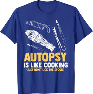 Funny Forensic Scientist Autopsy Cooking Don't Lick Spoon T-Shirt - T-Shirt | Royal