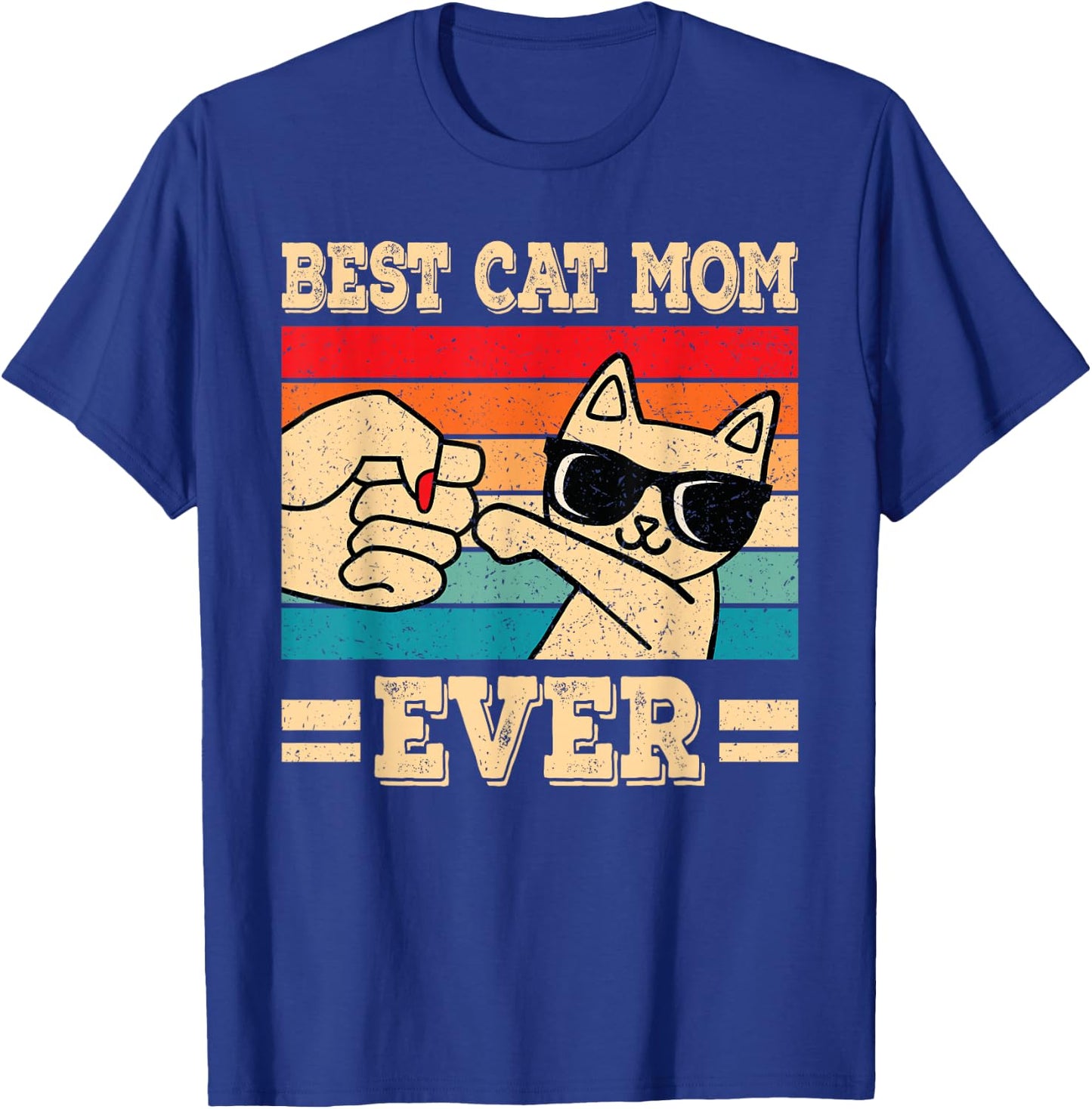 Best Cat Mom Ever Funny Vintage Kitten Lover Retro Women T-Shirt - T-Shirt | Royal