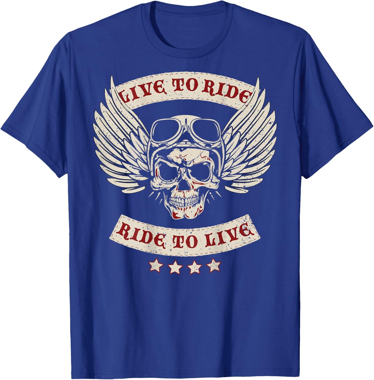 Live to Ride Motorcycle MC (Design on Back) T-Shirt - T-Shirt | Royal