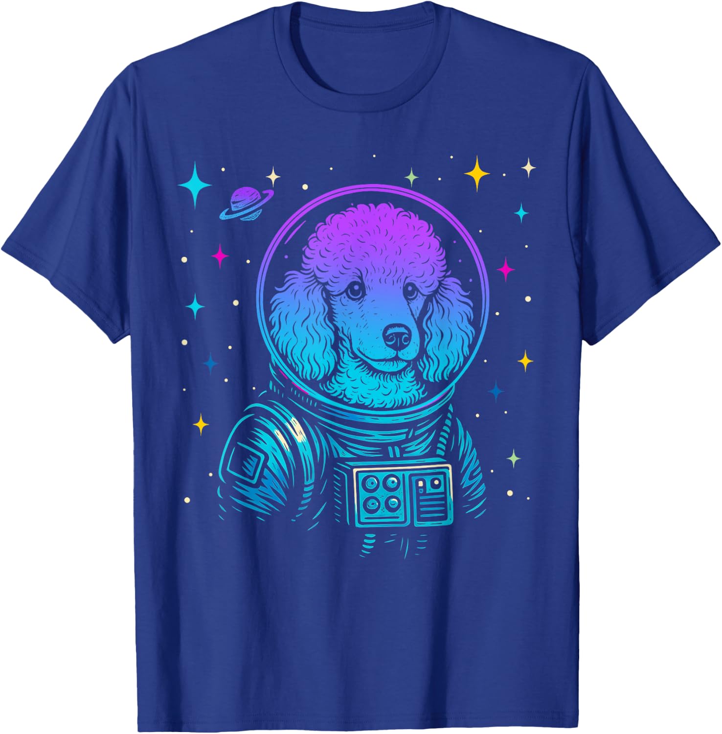 Colorful Astronaut Poodle Space Galaxy Dog Lovers T-Shirt - T-Shirt | Royal