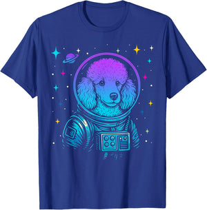 Colorful Astronaut Poodle Space Galaxy Dog Lovers T-Shirt - T-Shirt | Royal