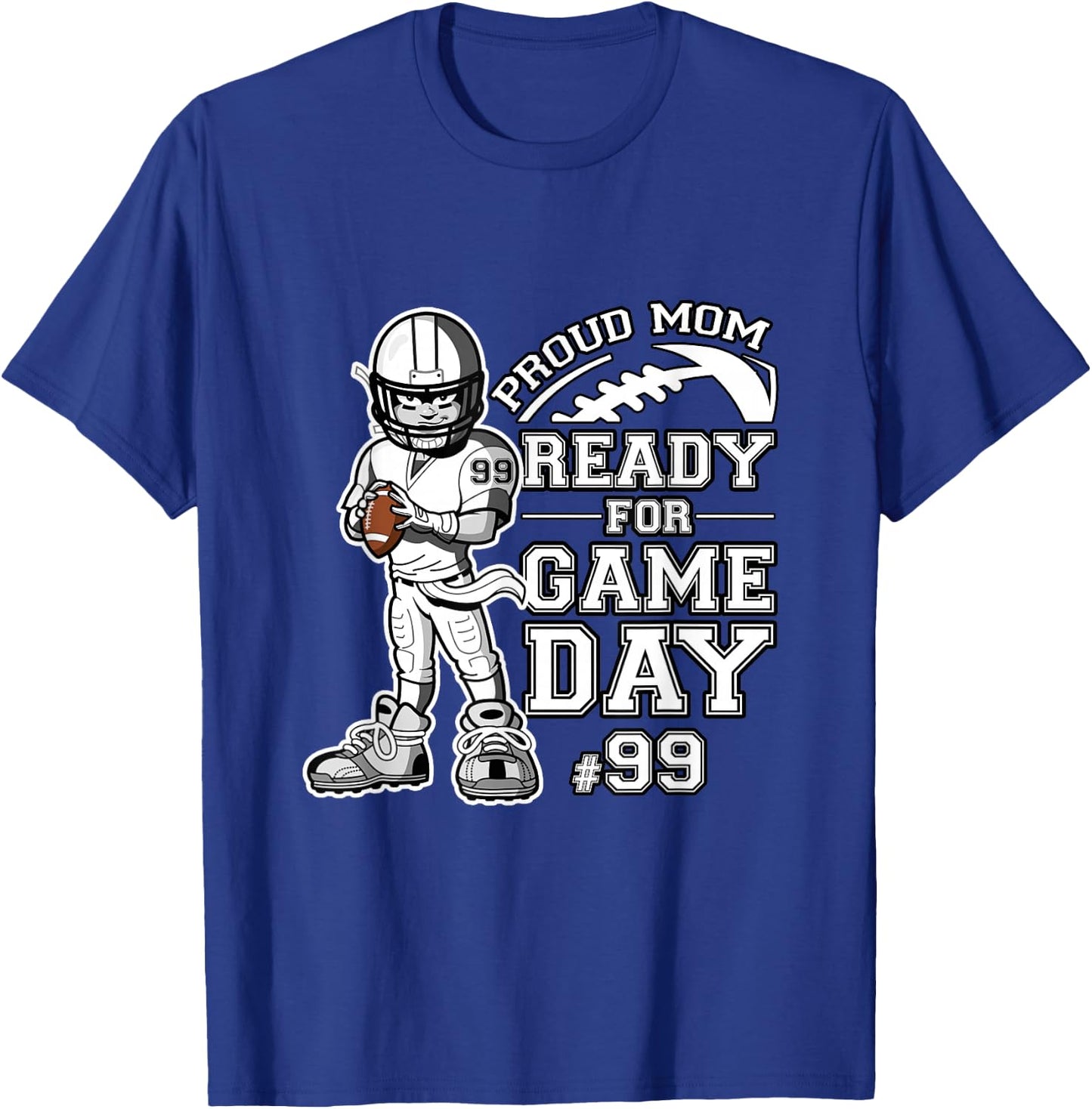 Custom Proud Football Mom Number 99 Personalized T-Shirt - T-Shirt | Royal