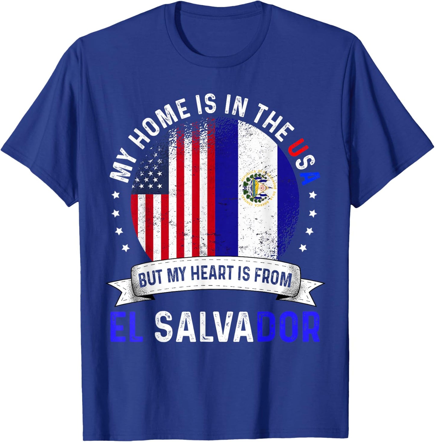 Salvadoran American Patriot Heart is from El Salvador Flag T-Shirt - T-Shirt | Royal
