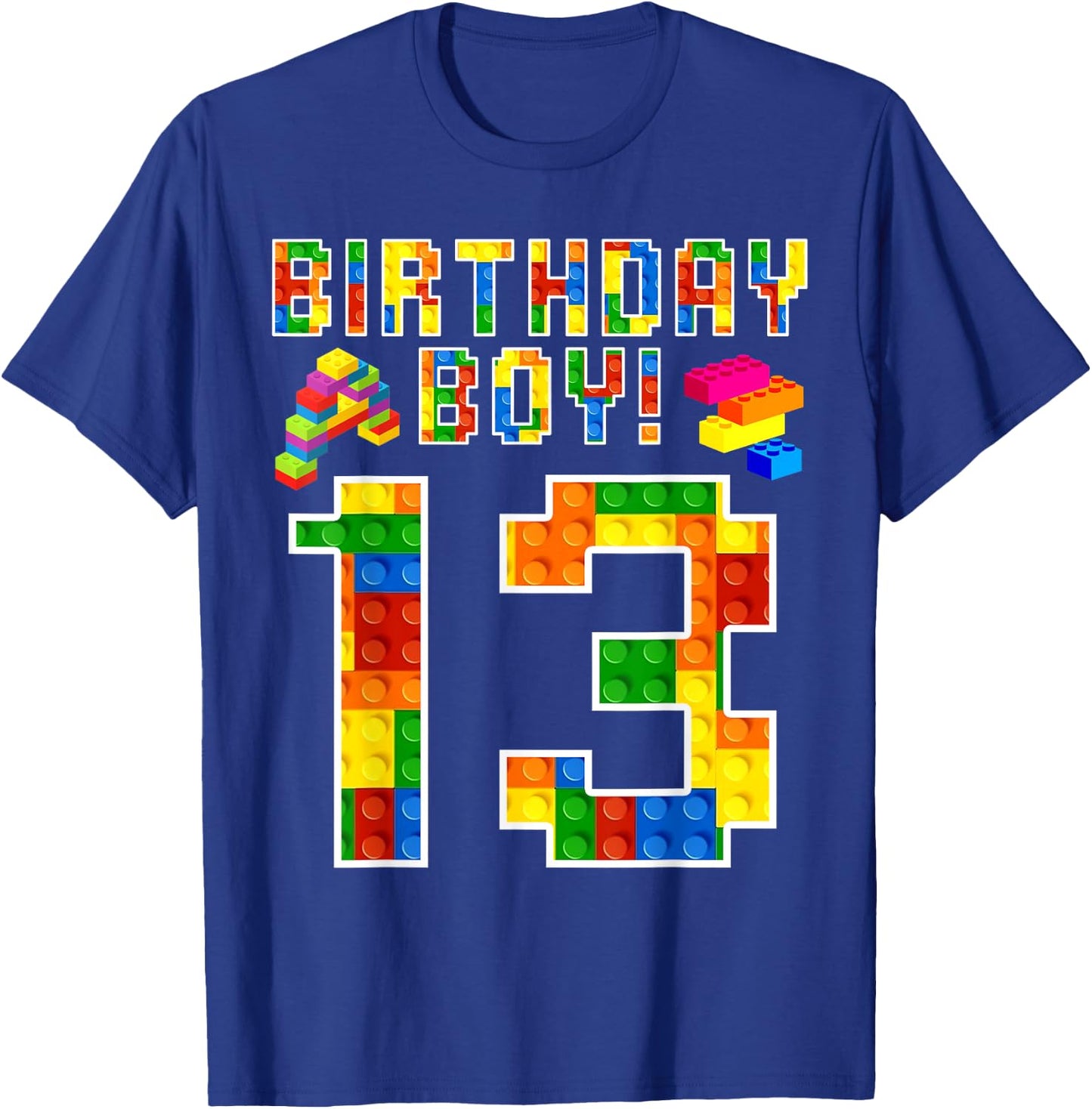 Perfect 13th Birthday 13 Years Old Block Building Boy Kids T-Shirt - T-Shirt | Royal
