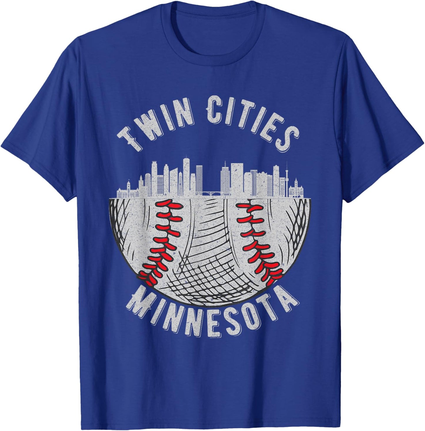 Cool Twin Cities Minnesota MN Baseball Skyline St. Paul-MPLS T-Shirt - T-Shirt | Royal