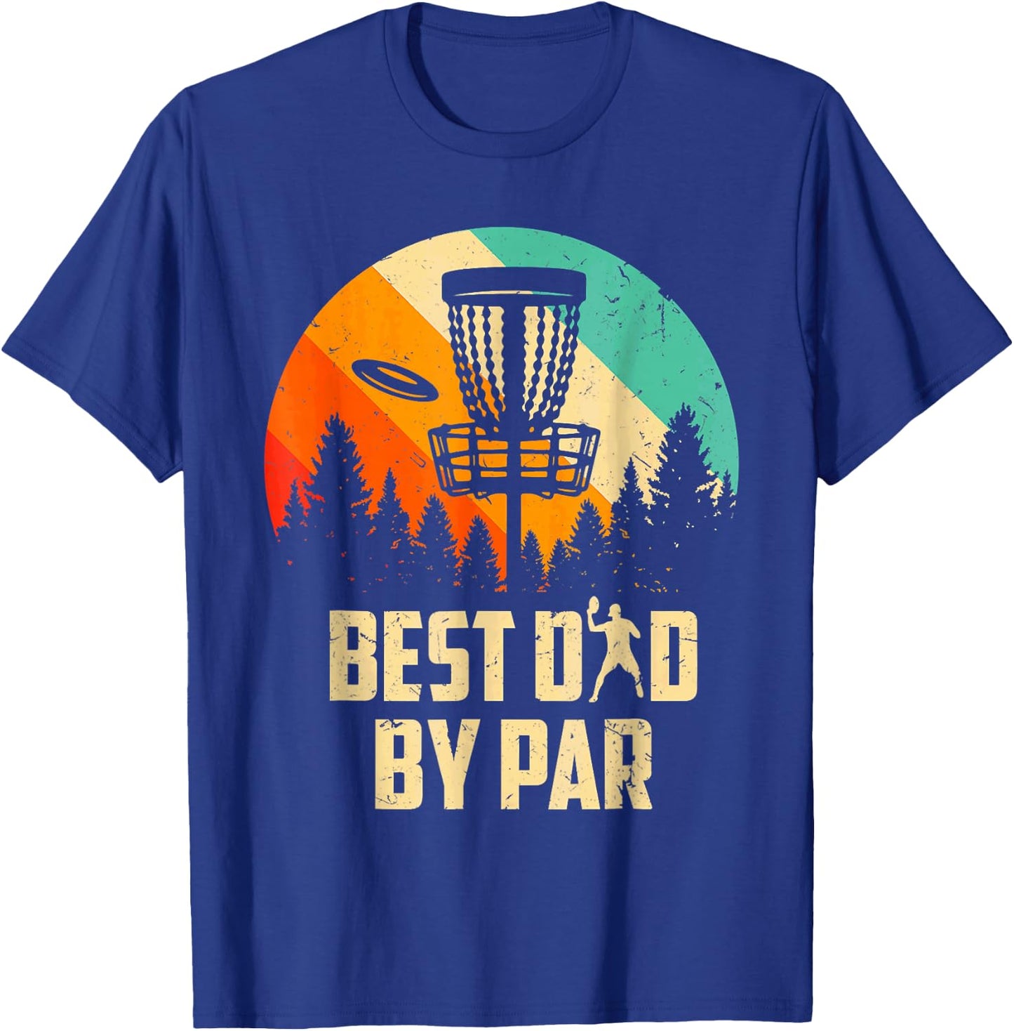 Men Vintage Best Dad By Par Disc Golf Dad Fathers Day T-Shirt - T-Shirt | Royal