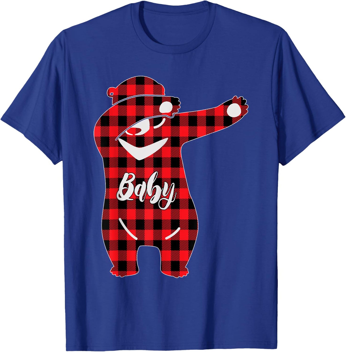 Kids Red Plaid Dabbing Baby Bear Pajama Christmas T-Shirt - T-Shirt | Royal