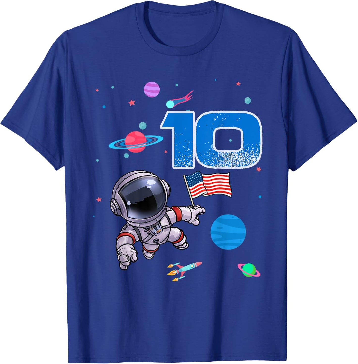 Astronaut Birthday Boy 10th Birthday 10 Years Old Space T-Shirt - T-Shirt | Royal