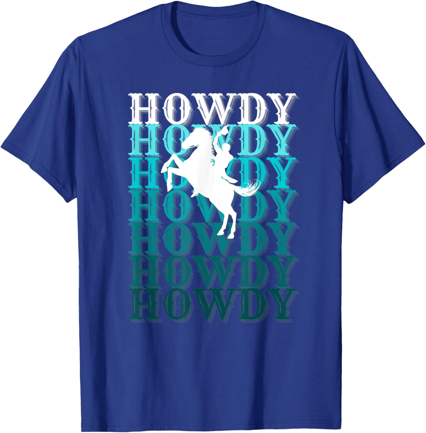 Fun Teal Country Boho Western Greetings Farm Fashion Horses T-Shirt - T-Shirt | Royal