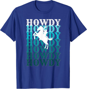 Fun Teal Country Boho Western Greetings Farm Fashion Horses T-Shirt - T-Shirt | Royal