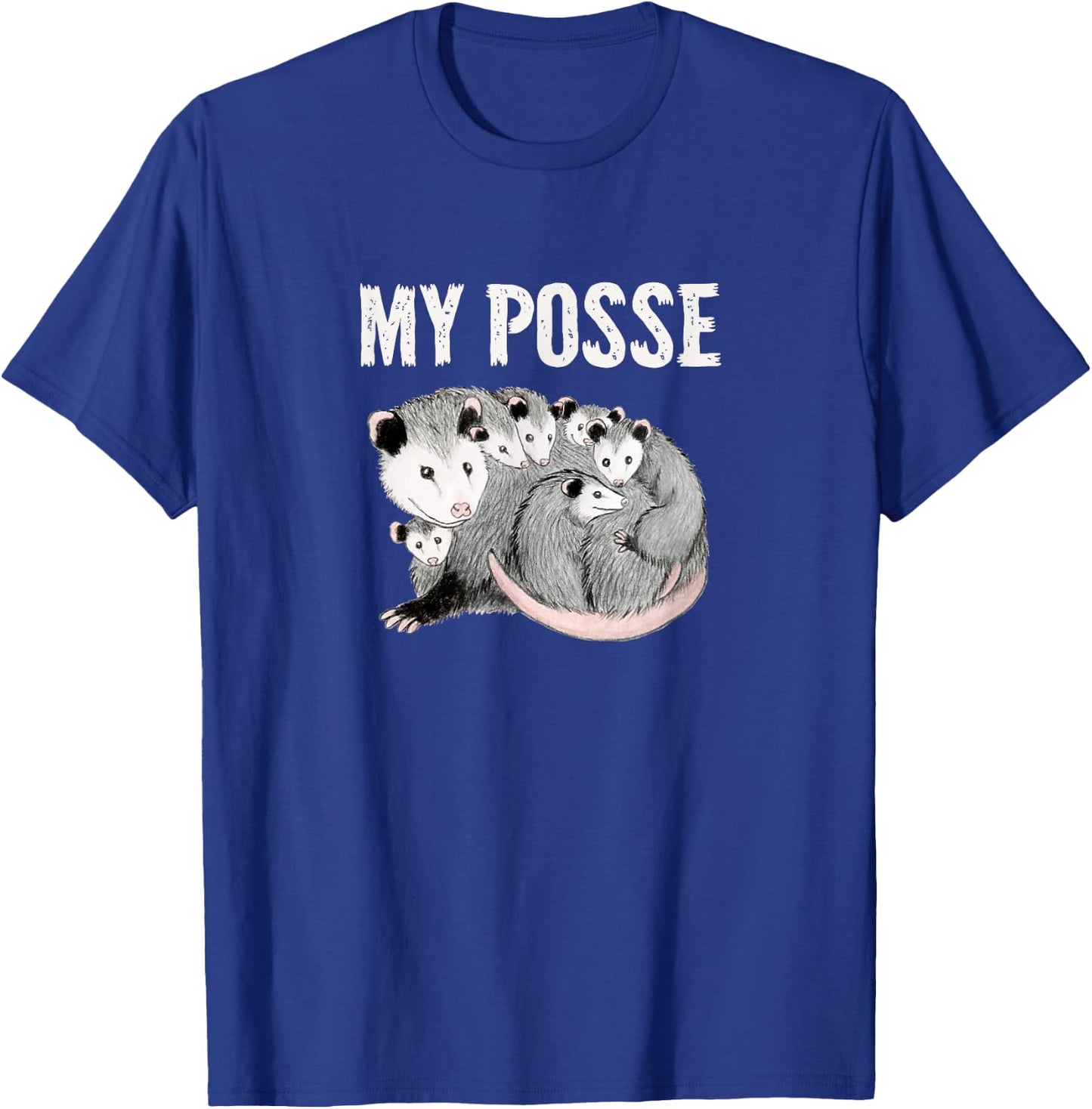 My Posse Funny Mom Opossum with Baby Possums T-Shirt - T-Shirt | Royal
