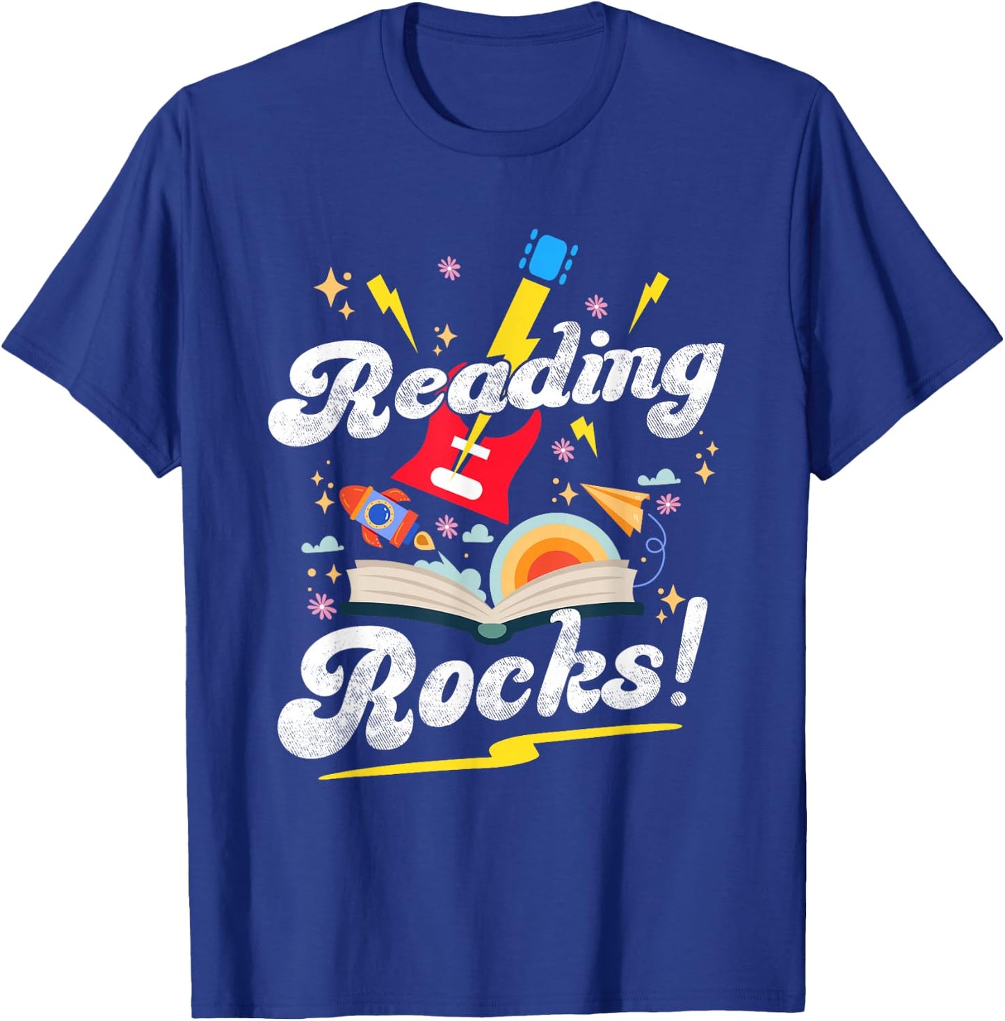 Reading Rocks Funny Quotes for National Reading Month 2024 T-Shirt - T-Shirt | Royal