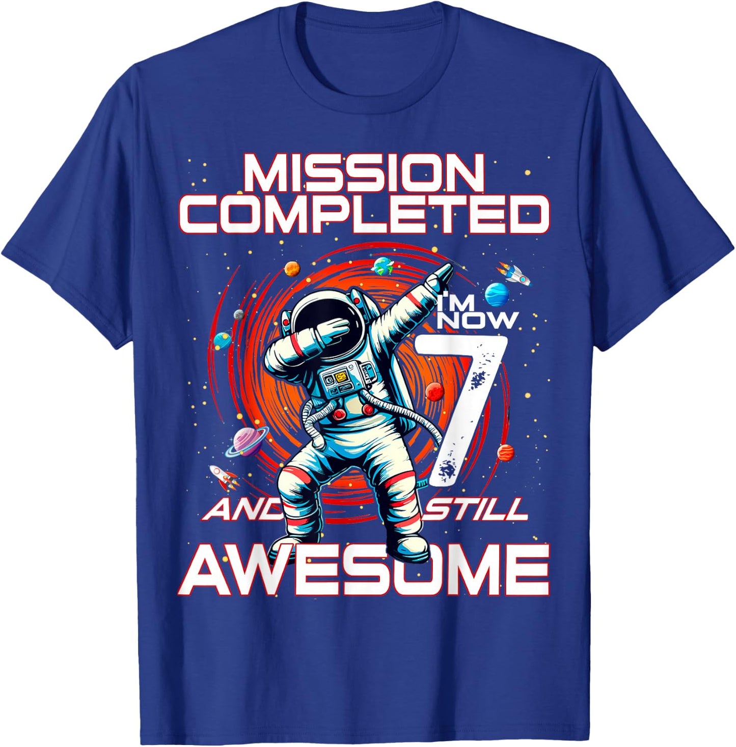 7th Birthday Astronaut Astronomy 7th Year Old Birthday T-Shirt - T-Shirt | Royal