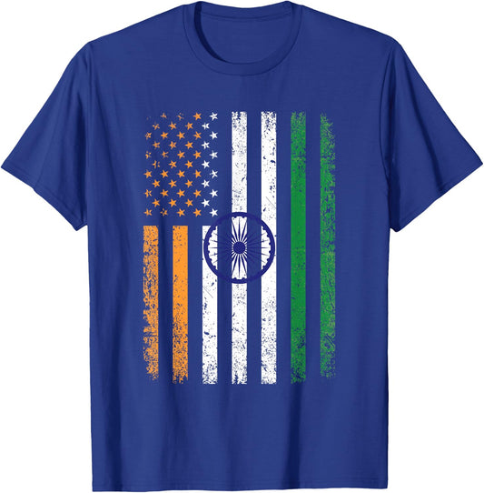 India USA Flag 4th Of July Patriotic American Indian Flag T-Shirt - T-Shirt | Royal