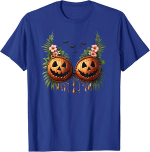 Hawaiian Coconut Shell Bra Pumpkin Jack O Lantern Halloween T-Shirt - T-Shirt | Royal