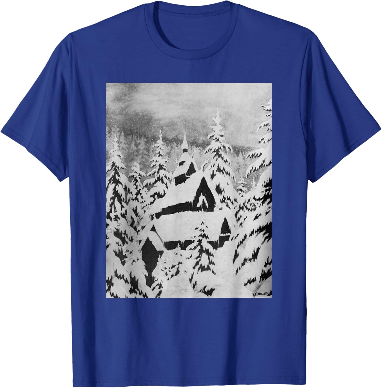 Stave Church in the Snow Theodor Kittelsen Romanticism Art T-Shirt - T-Shirt | Royal