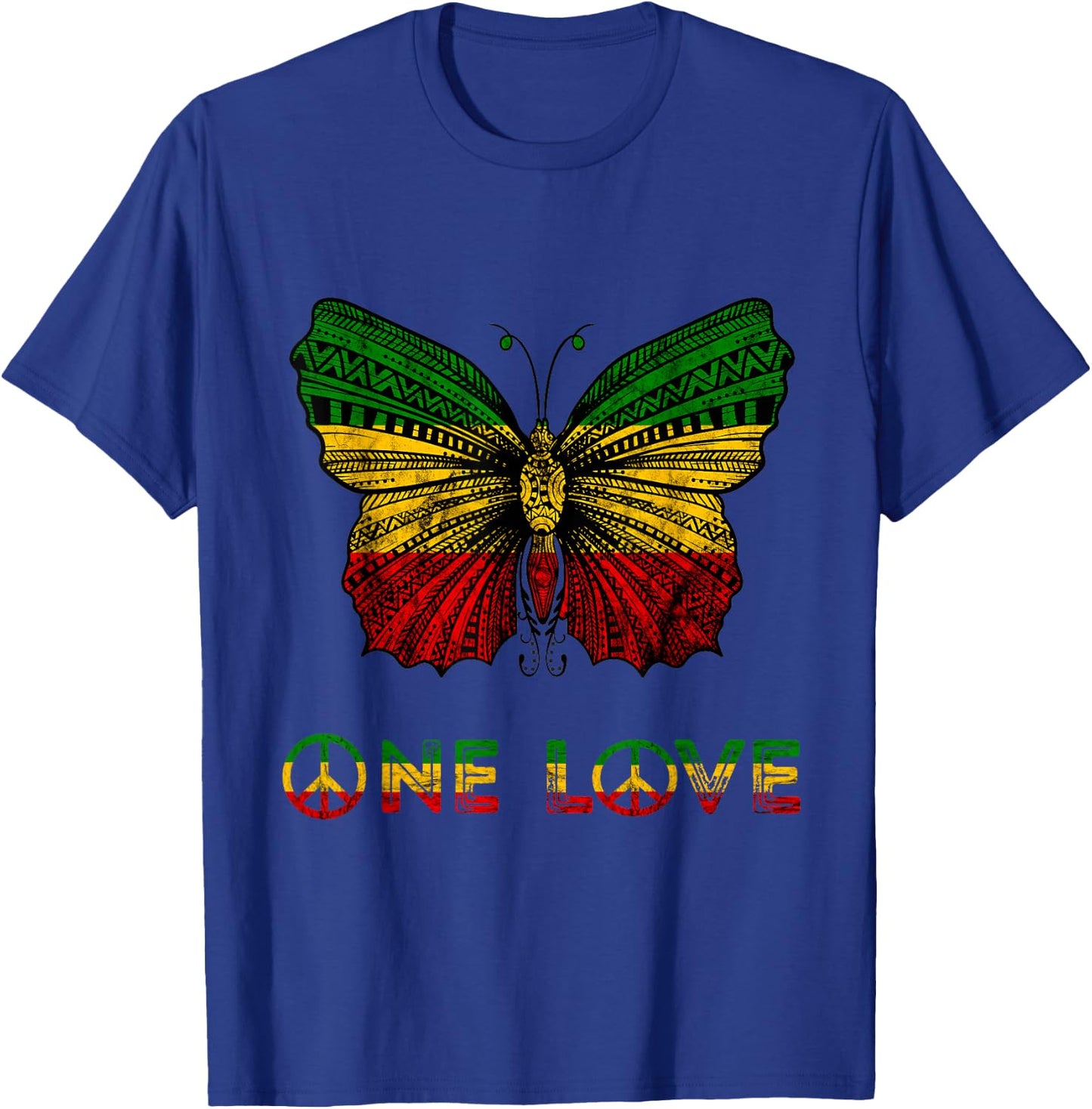 One Pride Love Rasta Butterfly Reggae Hippie Rastafari Roots T-Shirt - T-Shirt | Royal