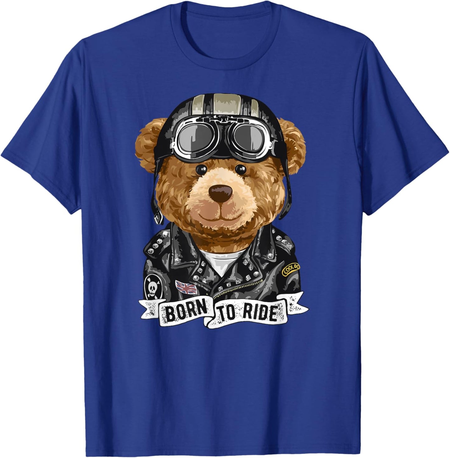 Cute Teddy Bear Old School Biker T-Shirt - T-Shirt | Royal