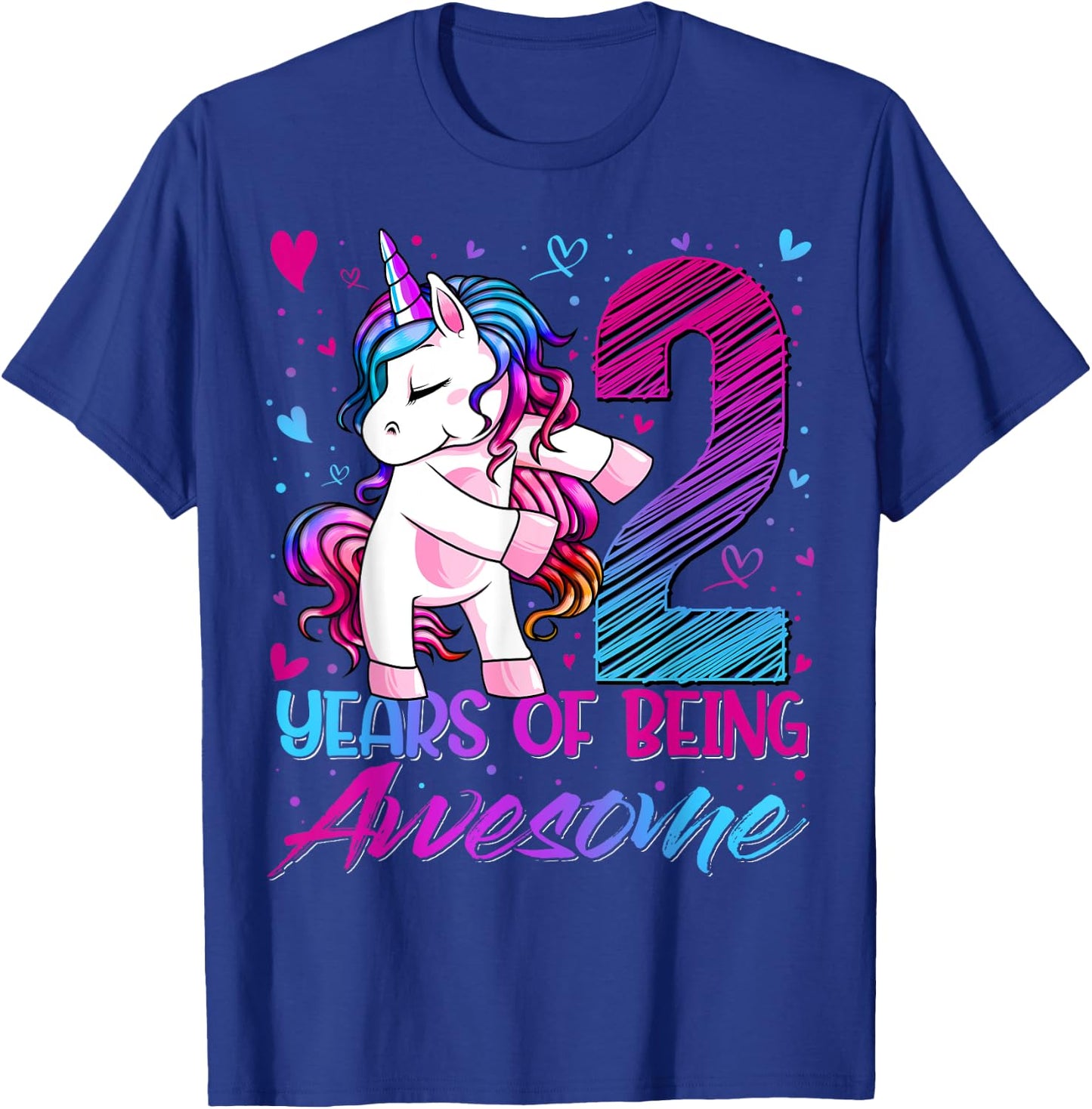 2 Year Old Gifts Unicorn Flossing 2nd Birthday Girl Party T-Shirt - T-Shirt | Royal