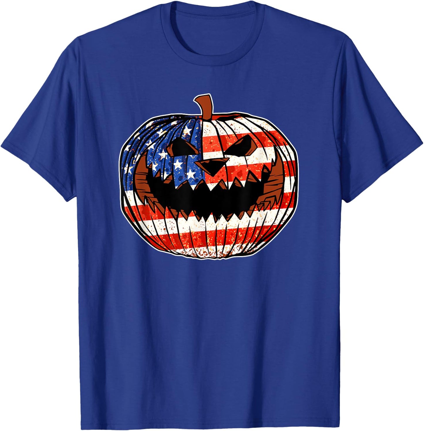 Patriotic America USA Flag Pumpkin Halloween T-Shirt - T-Shirt | Royal