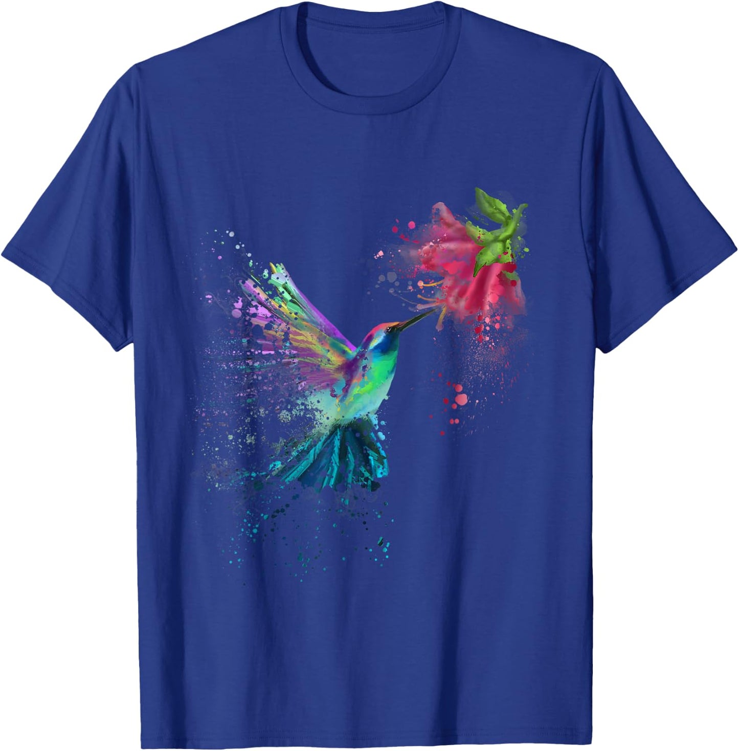 Hummingbird and Flower Bird Watcher Hummingbird Lover T-Shirt - T-Shirt | Royal