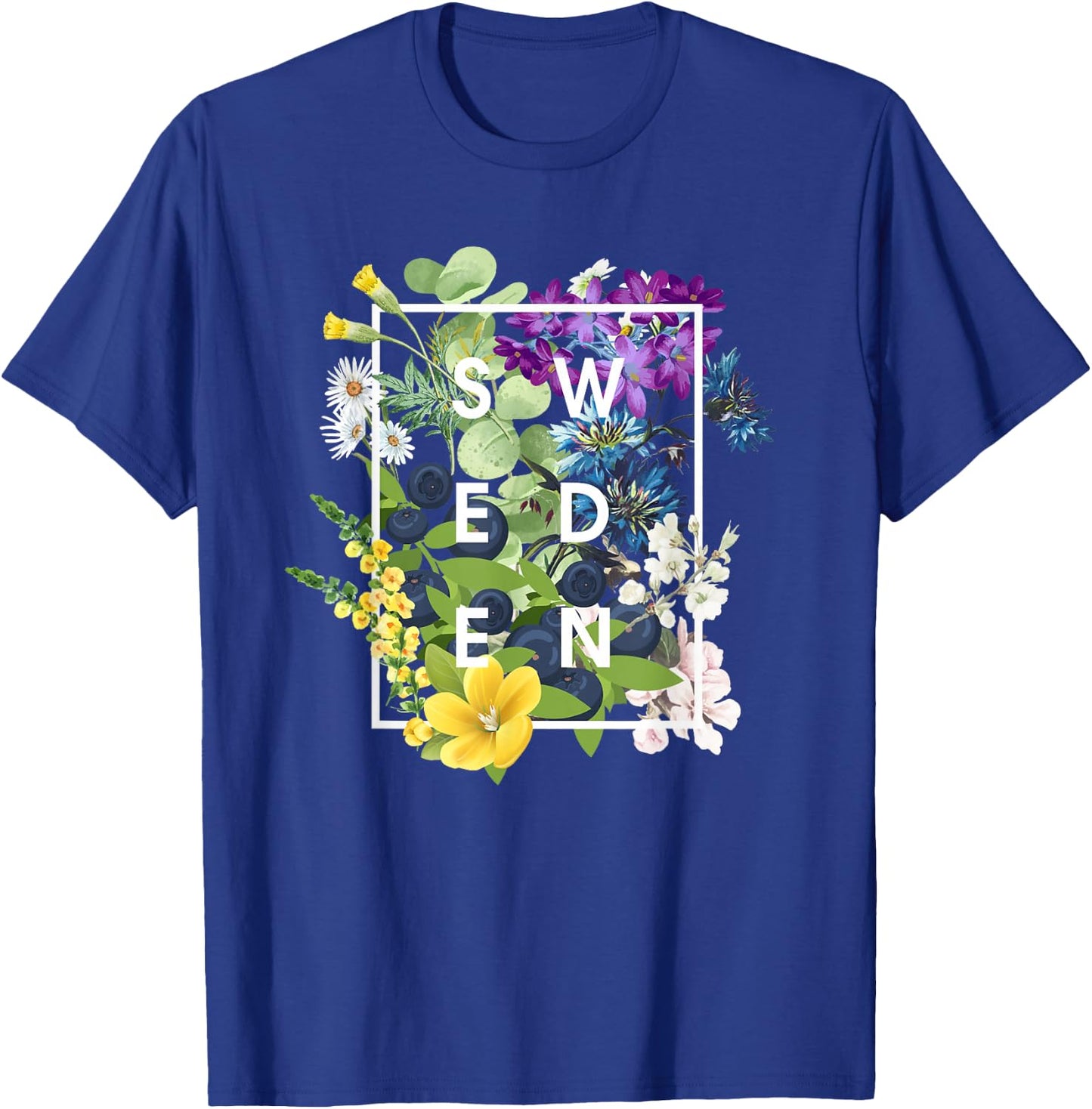 Flowers of Sweden Word Art - Swedish Pride T-Shirt - T-Shirt | Royal