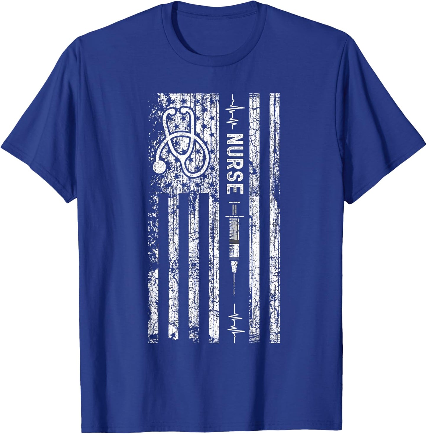Vintage American Flag Nurse T-Shirt - T-Shirt | Royal