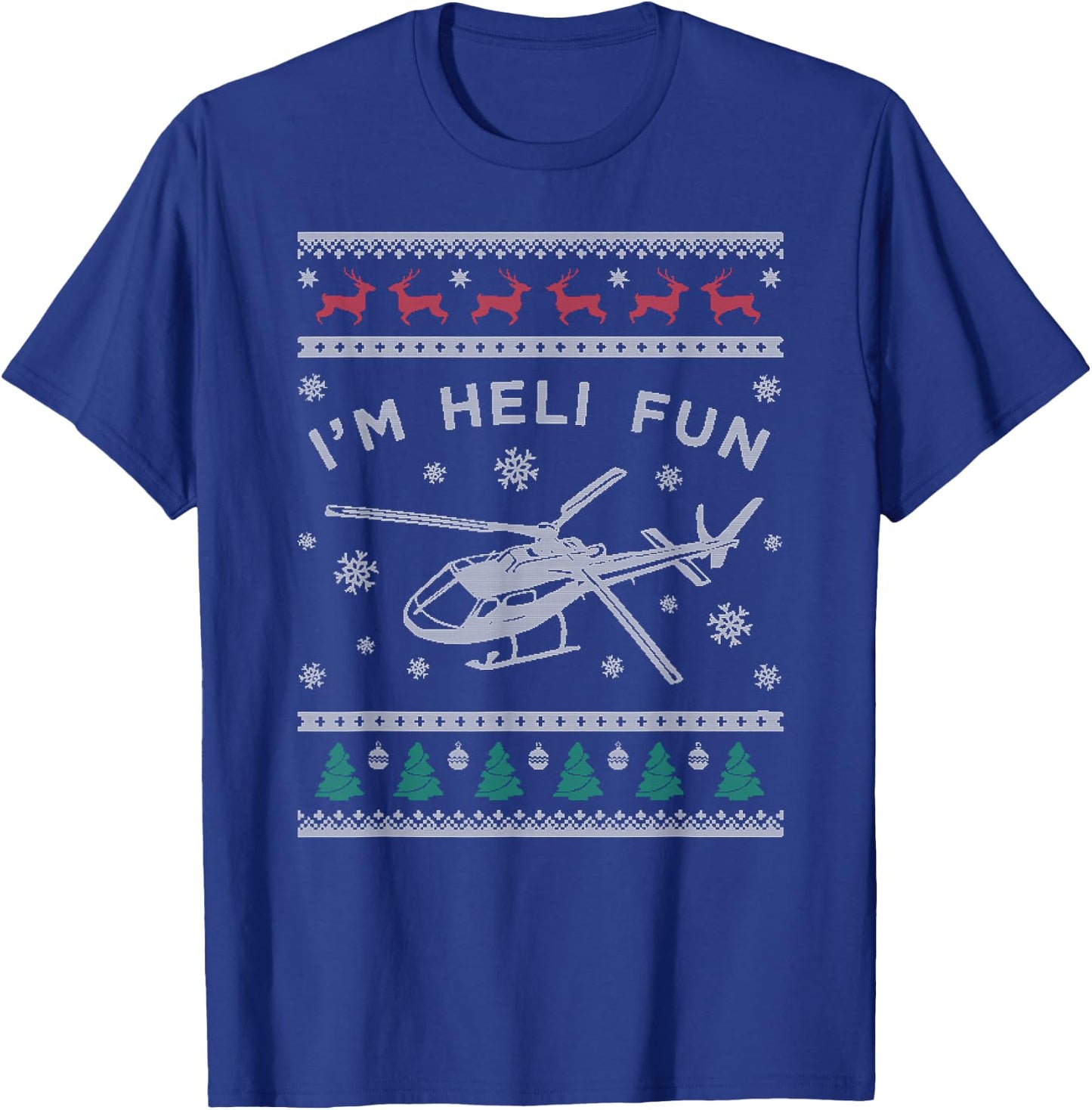 Helicopter Ugly Christmas Sweater , Heli Pilot T-Shirt - T-Shirt | Royal