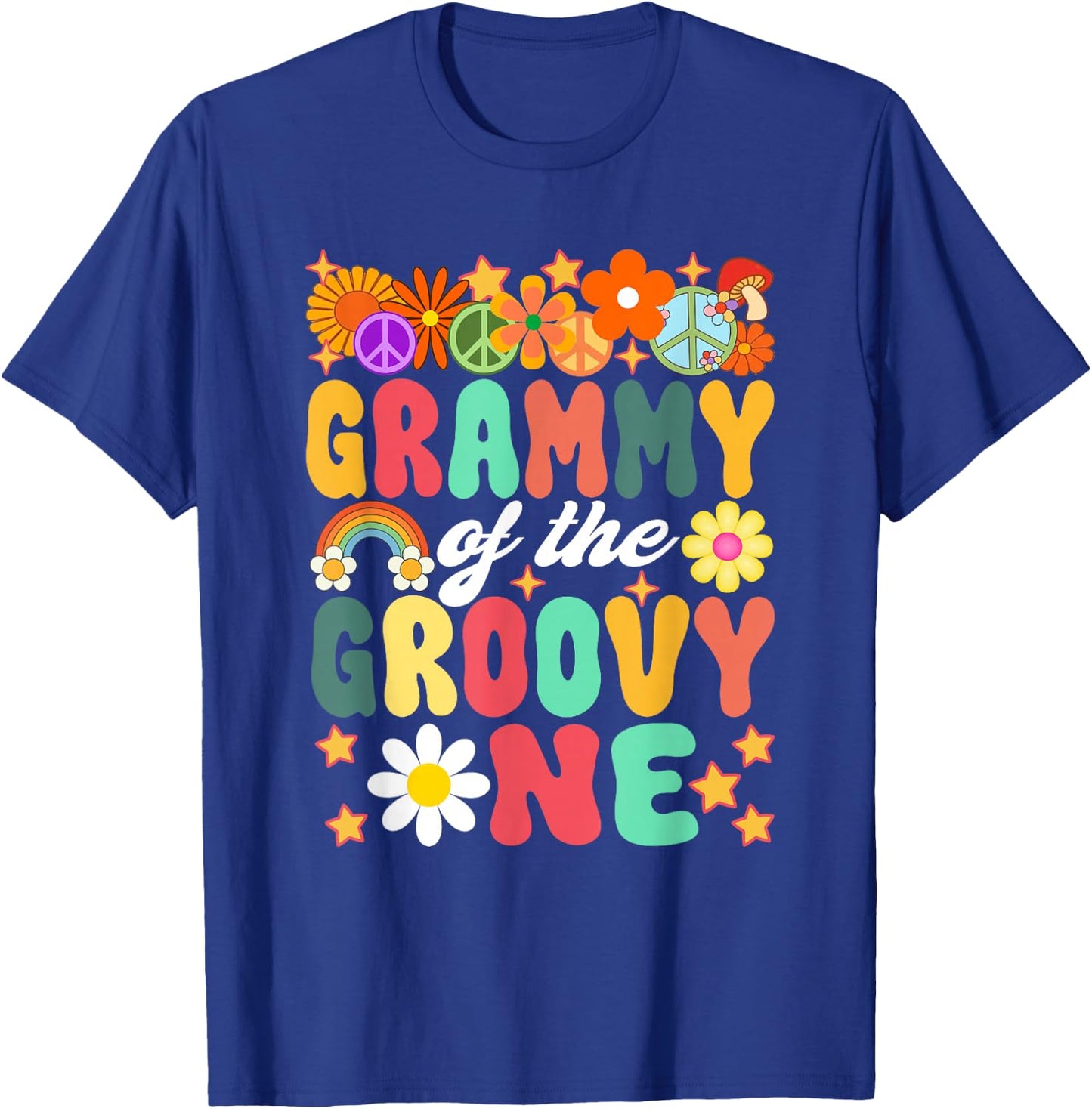 Retro Grammy of Groovy One Matching Family 1st Birthday T-Shirt - T-Shirt | Royal