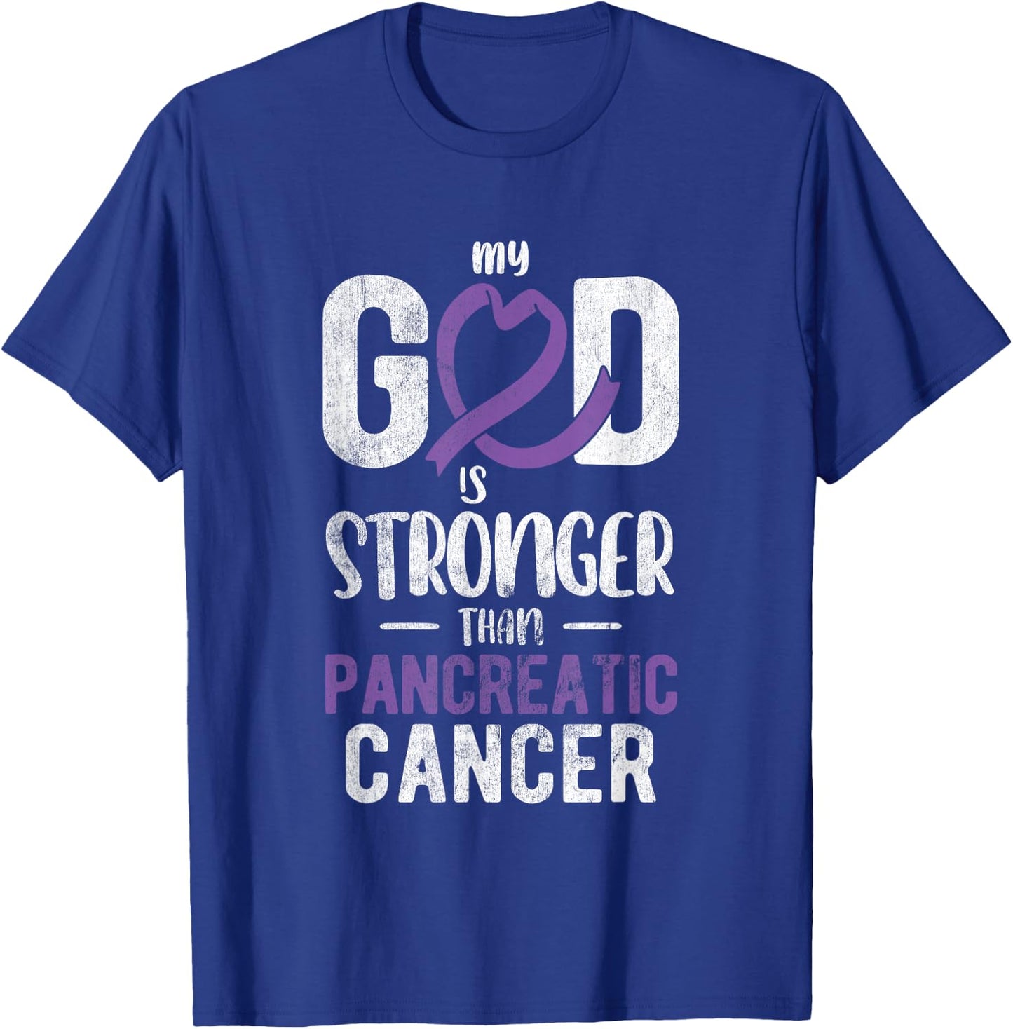 My God Stronger Than Pancreatic Cancer Awareness T-Shirt - T-Shirt | Royal