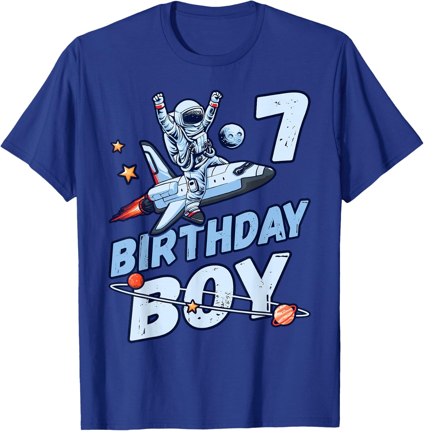 Birthday Girl 7 Years Old Astronaut T-Shirt - T-Shirt | Royal