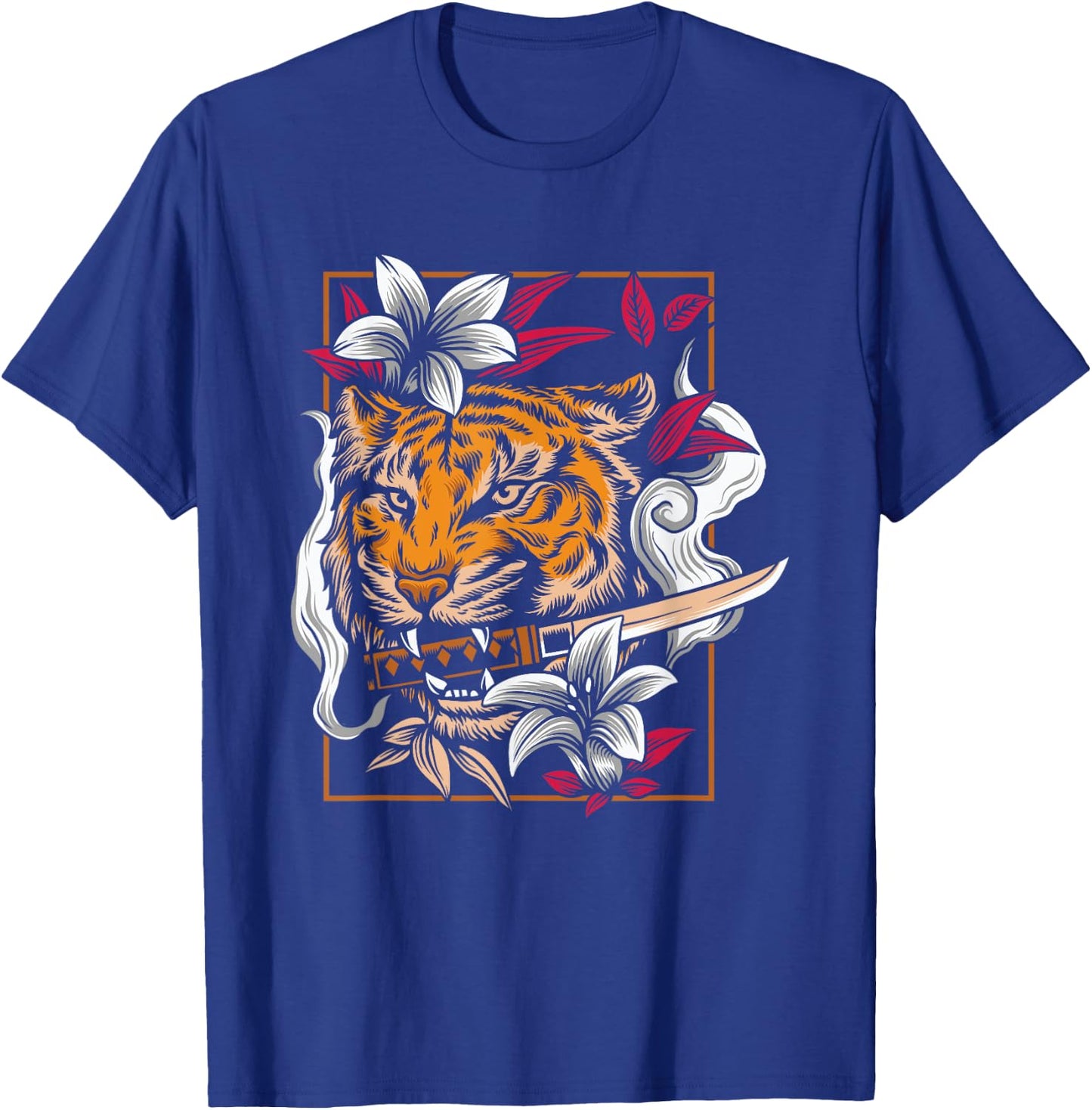 Dancing Tiger Japanese Asian Art Inspired Cartoon Graphic T-Shirt - T-Shirt | Royal