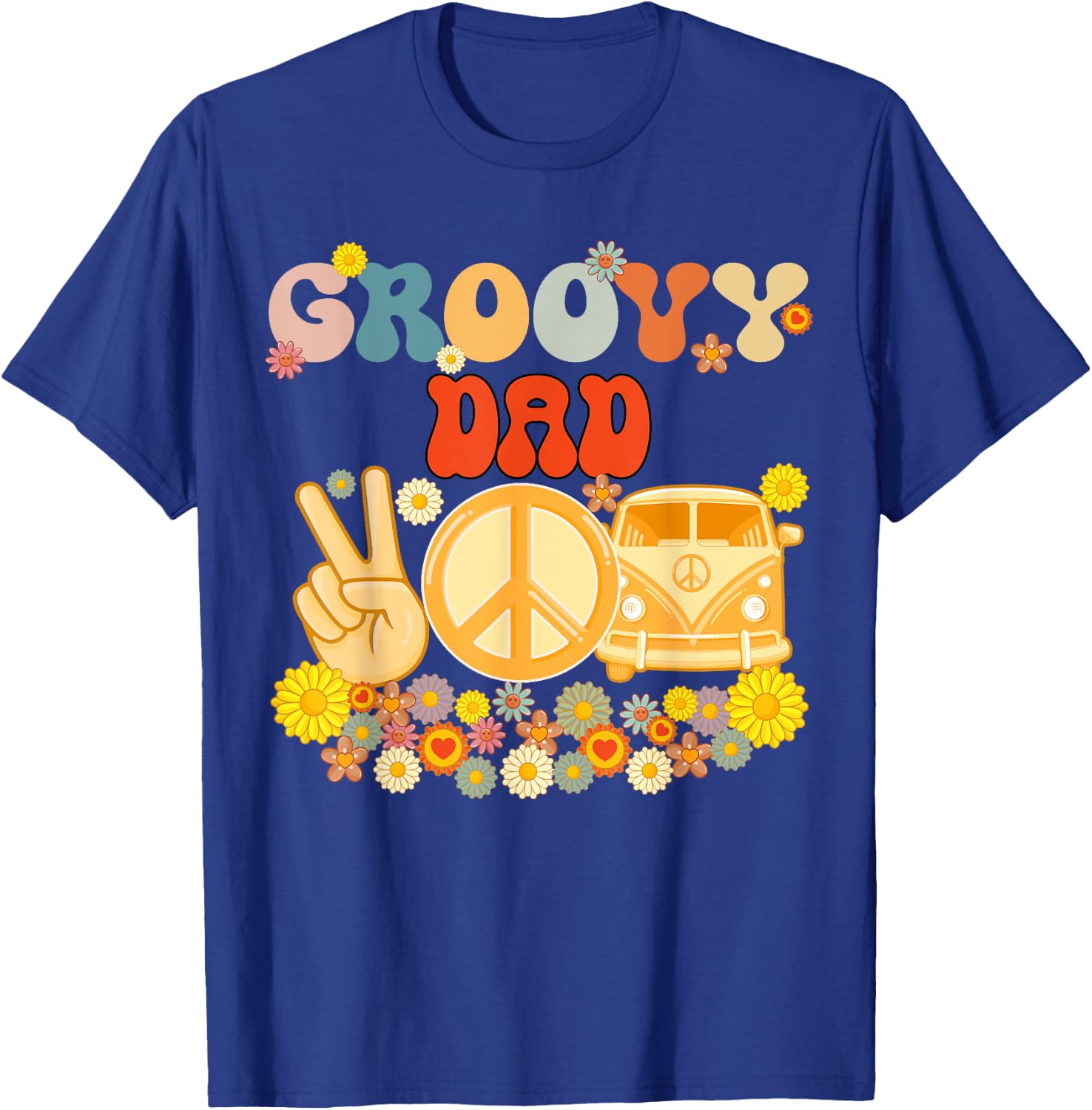 Groovy Dad Retro Matching Family Baby Shower Father's Day T-Shirt - T-Shirt | Royal