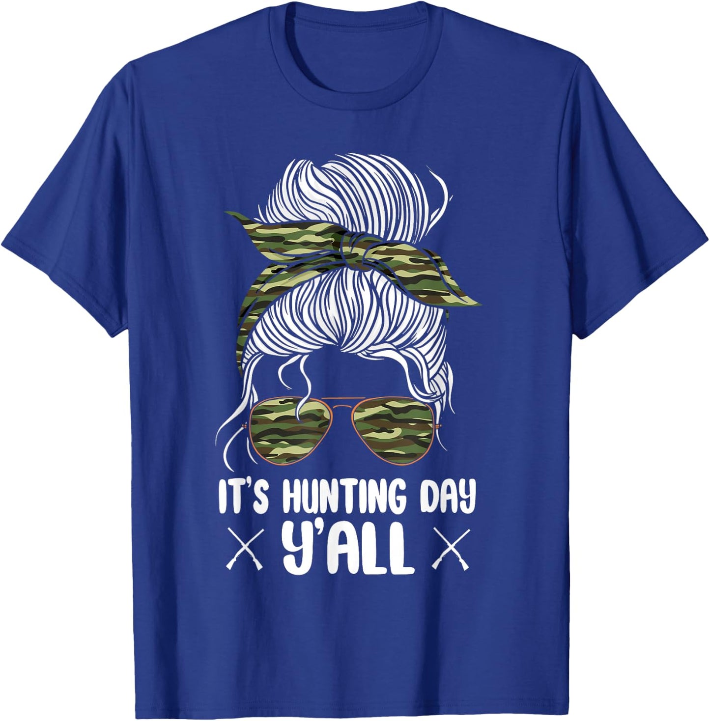 Deer Hunting Hunter Girl Sunglasses Vintage Camouflage Camo T-Shirt - T-Shirt | Royal