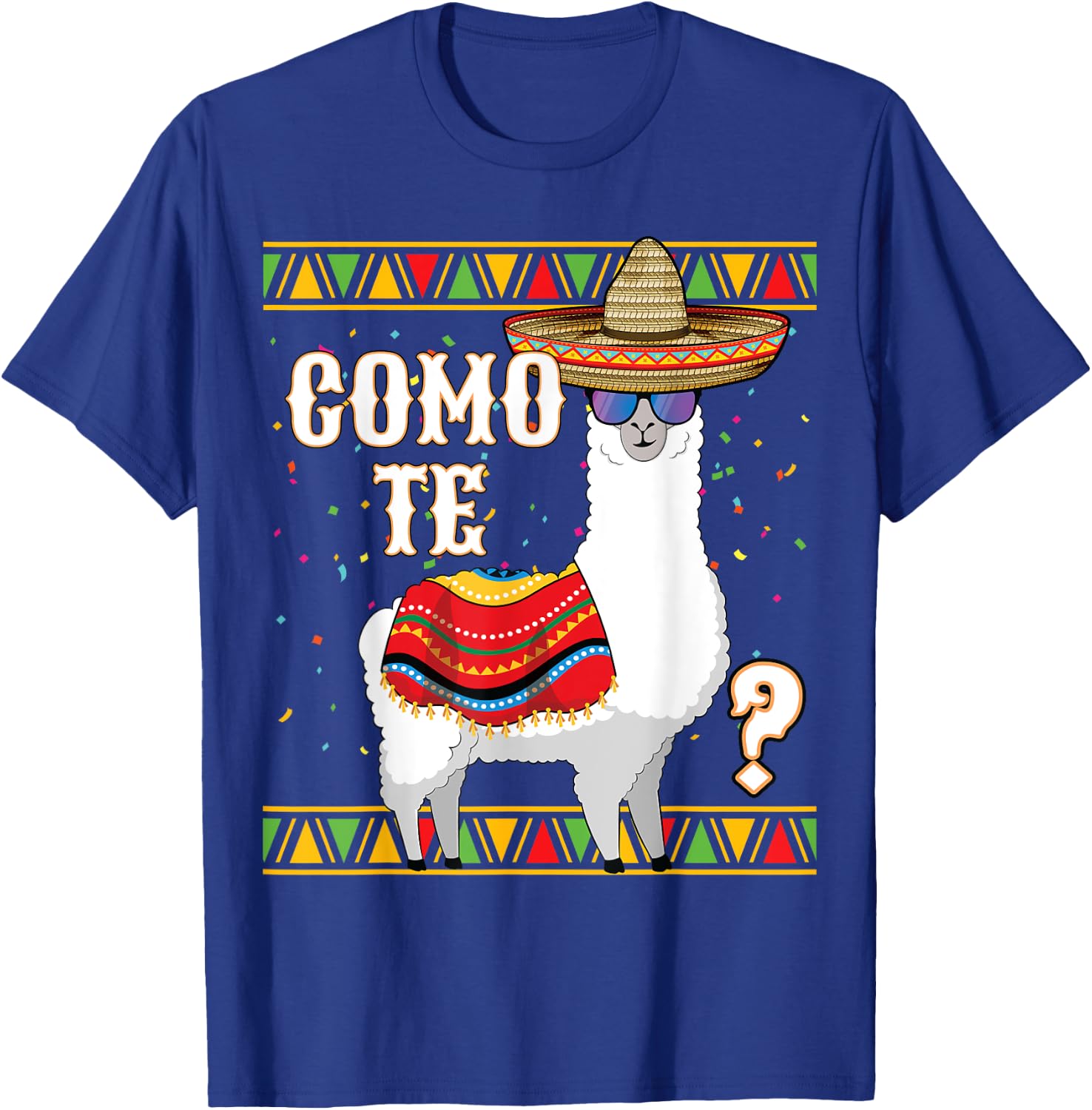 Como te Llama Mexican Sombrero Funny Cinco de Mayo Llama T-Shirt - T-Shirt | Royal