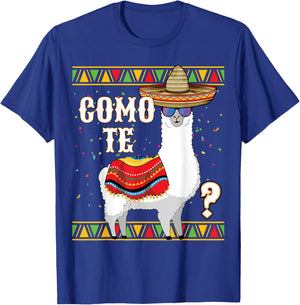 Como te Llama Mexican Sombrero Funny Cinco de Mayo Llama T-Shirt - T-Shirt | Royal