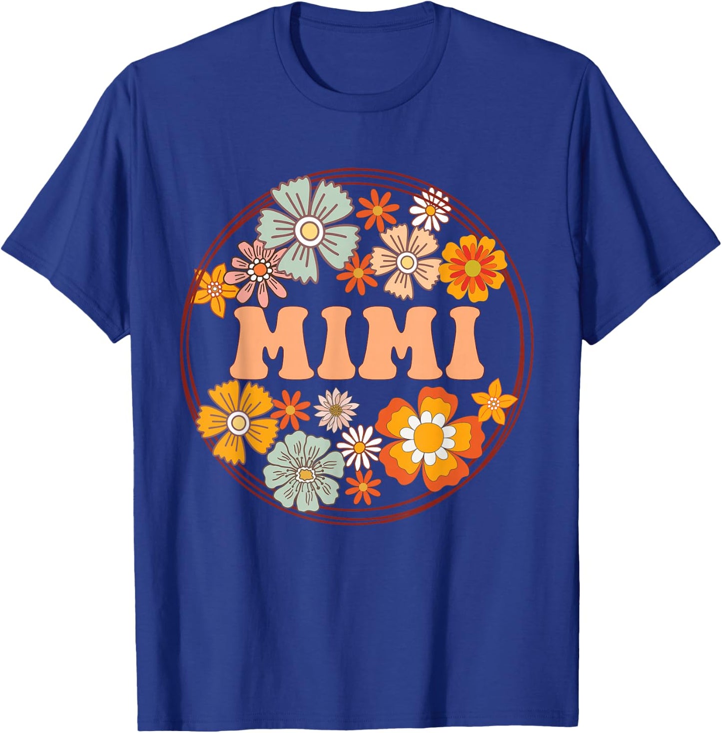 Groovy Mimi Retro Flowers Women Mother's Day Grandma T-Shirt - T-Shirt | Royal