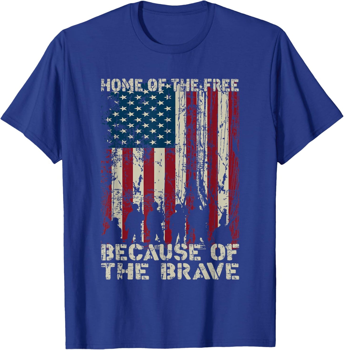 Home Of The Free Because Of The Brave American Flag Gift T-Shirt - T-Shirt | Royal
