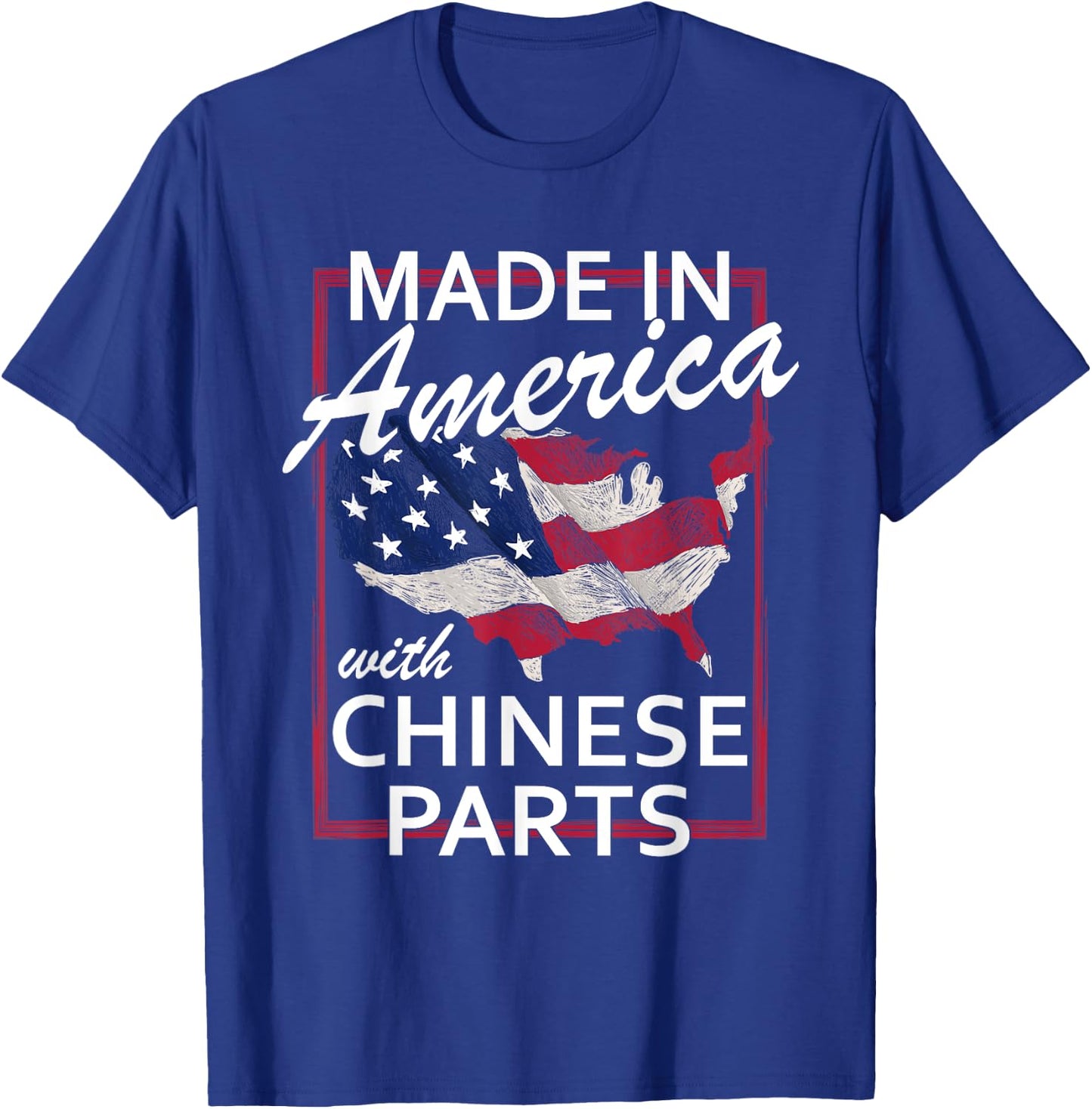 Made In America With Chinese Parts - Half American China T-Shirt - T-Shirt | Royal