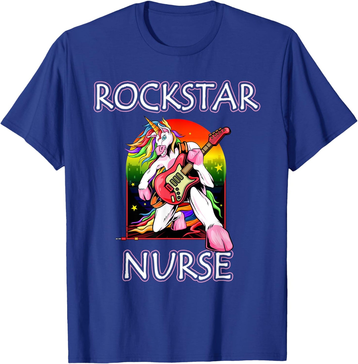 Unicorn Nurse Rockstar Rock Guitar Music Band Nursing T-Shirt - T-Shirt | Royal