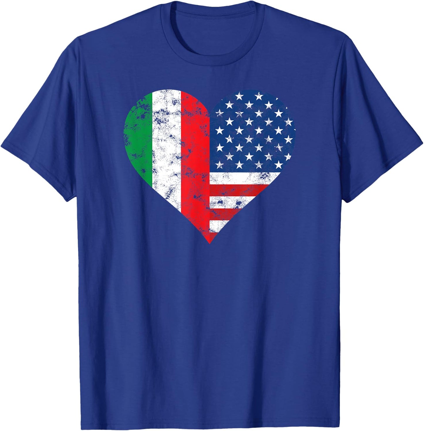 Italy USA Heart Flag for Italian Americans T-Shirt - T-Shirt | Royal
