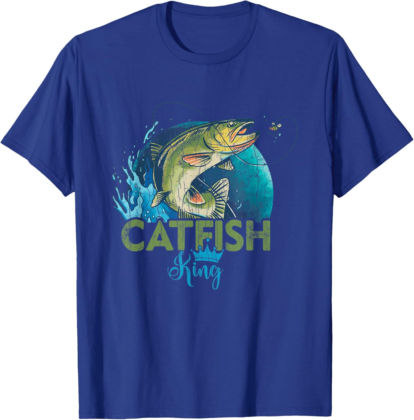Catfish King Funny Fishing Lover Catfishing Graphic T-Shirt - T-Shirt | Royal